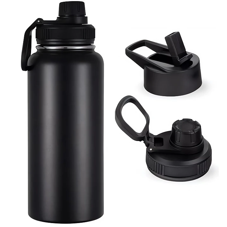 Botella Termica Termo Agua Acero Inoxidable 1 Litro 2 Tapas 1