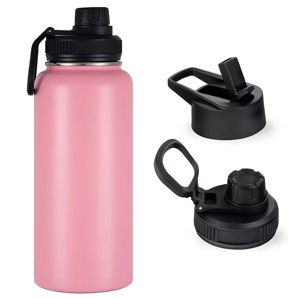 Botella Termica Termo Agua Acero Inoxidable 1 Litro 2 Tapas 3