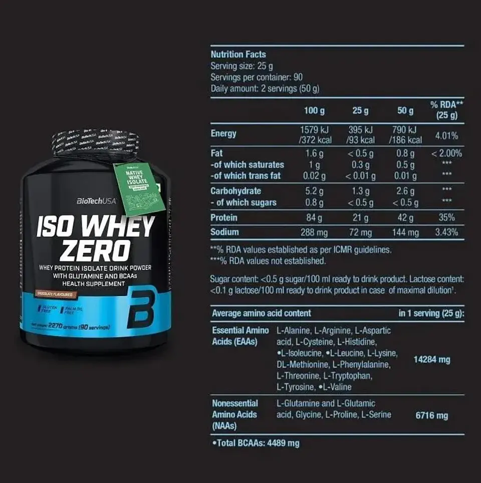 ISO WHEY ZERO (5Lb) BIOTECH USA CHOCOLATE BLANCO 3