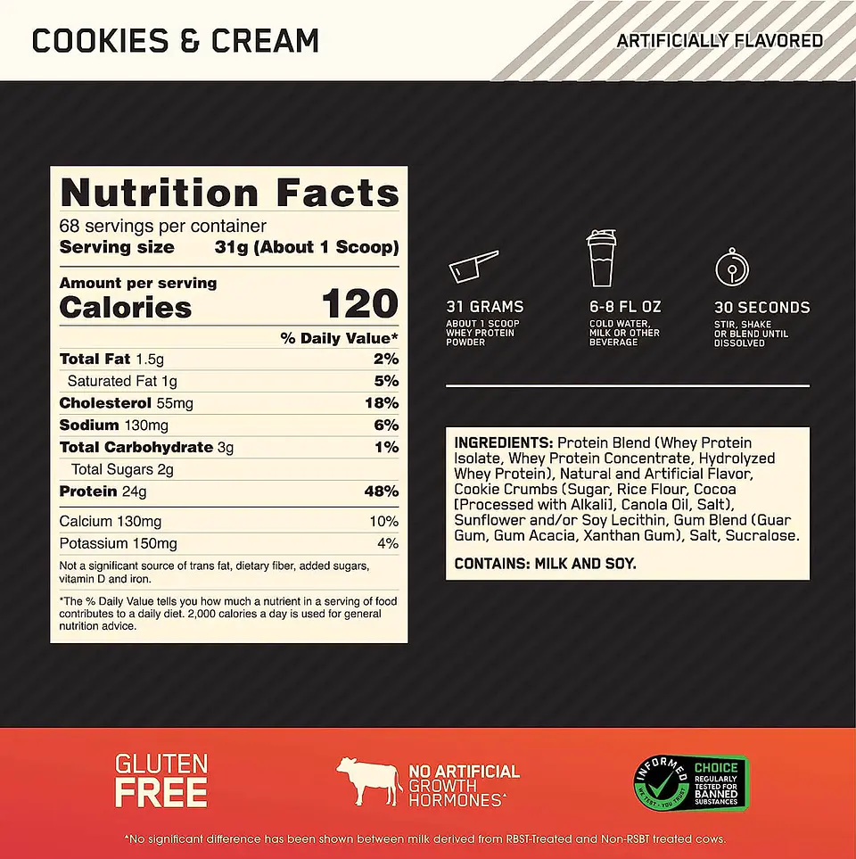 WHEY GOLD STANDARD (5LB) OPTIMUM NUTRITION Original 4