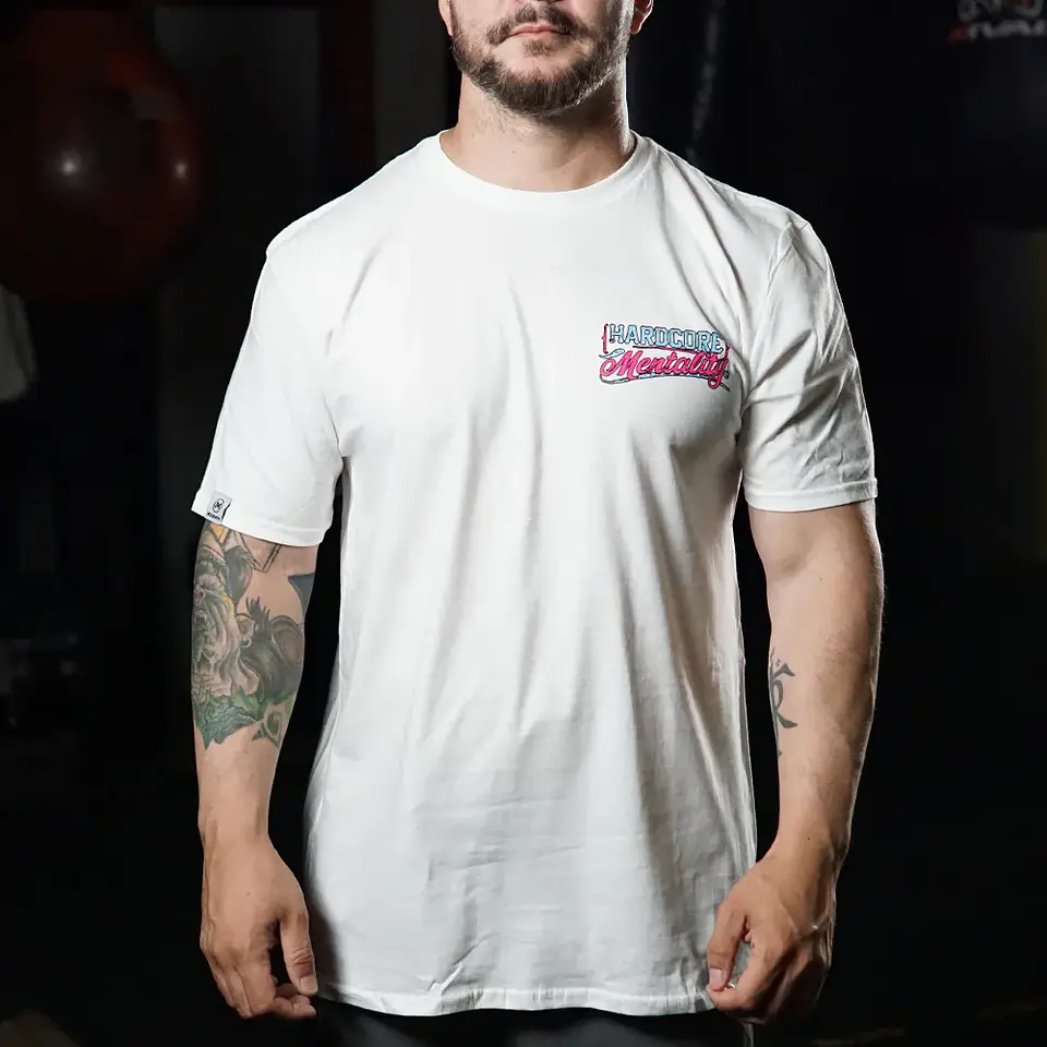Remera Regular Fit Hardcore Mentality - Blanco 4