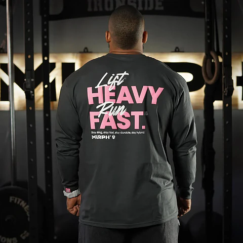 Remera Manga Larga LIFT HEAVY & RUN FAST - Gris Charcoal