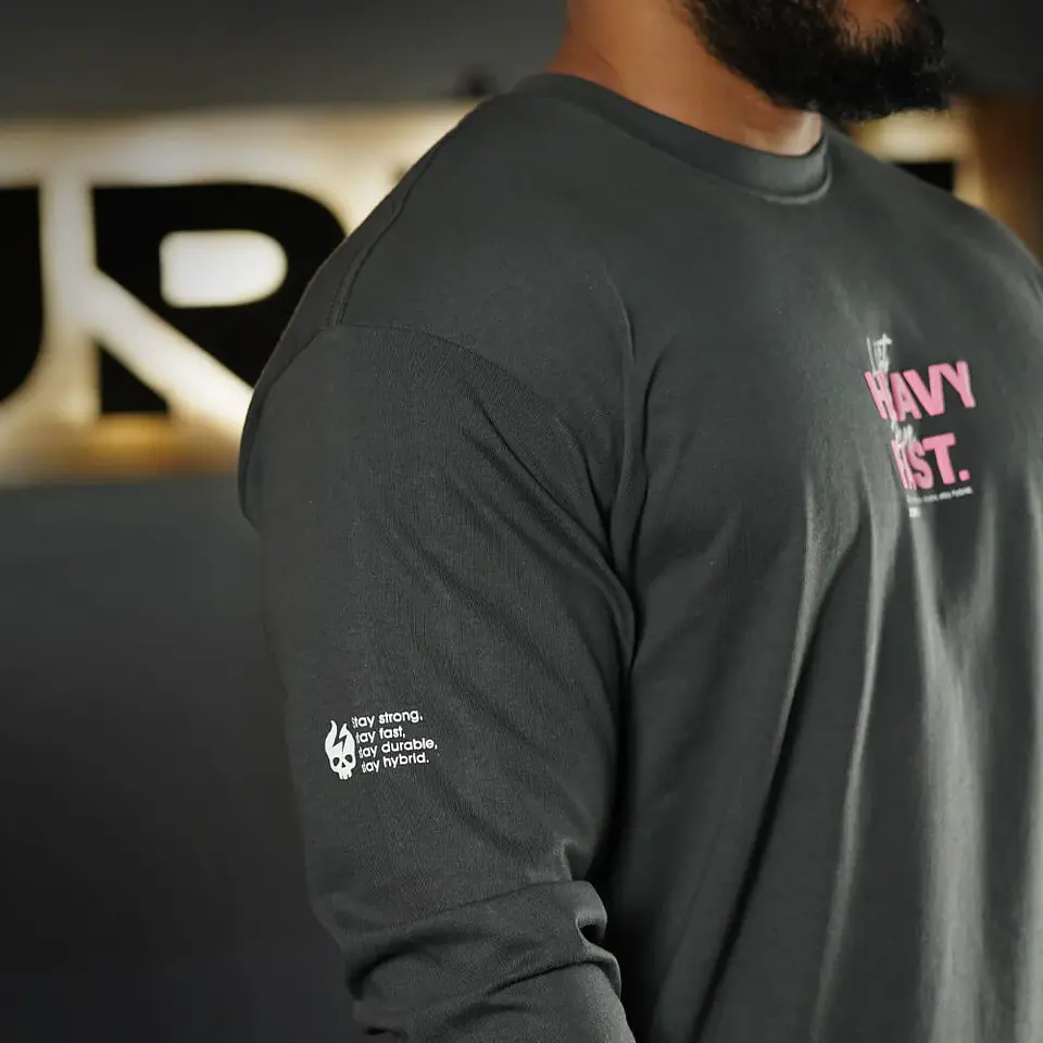 Remera Manga Larga LIFT HEAVY & RUN FAST - Gris Charcoal 3