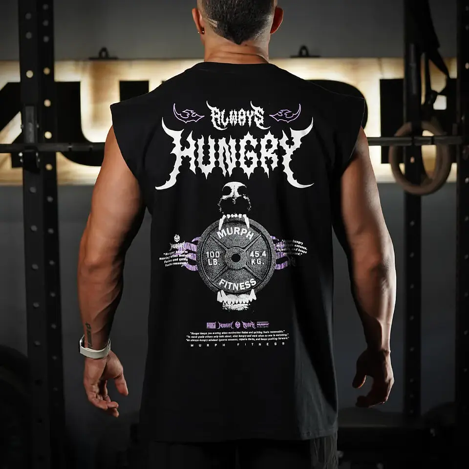 Musculosa Oversize Sleeveless Always Hungry - Negro 1