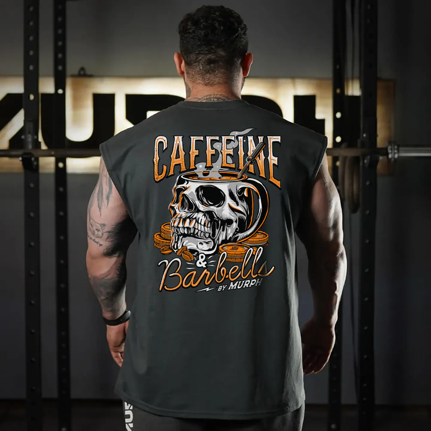 Musculosa  Oversize Sleeveless Caffeine & Barbells - Gris Charcoal 1
