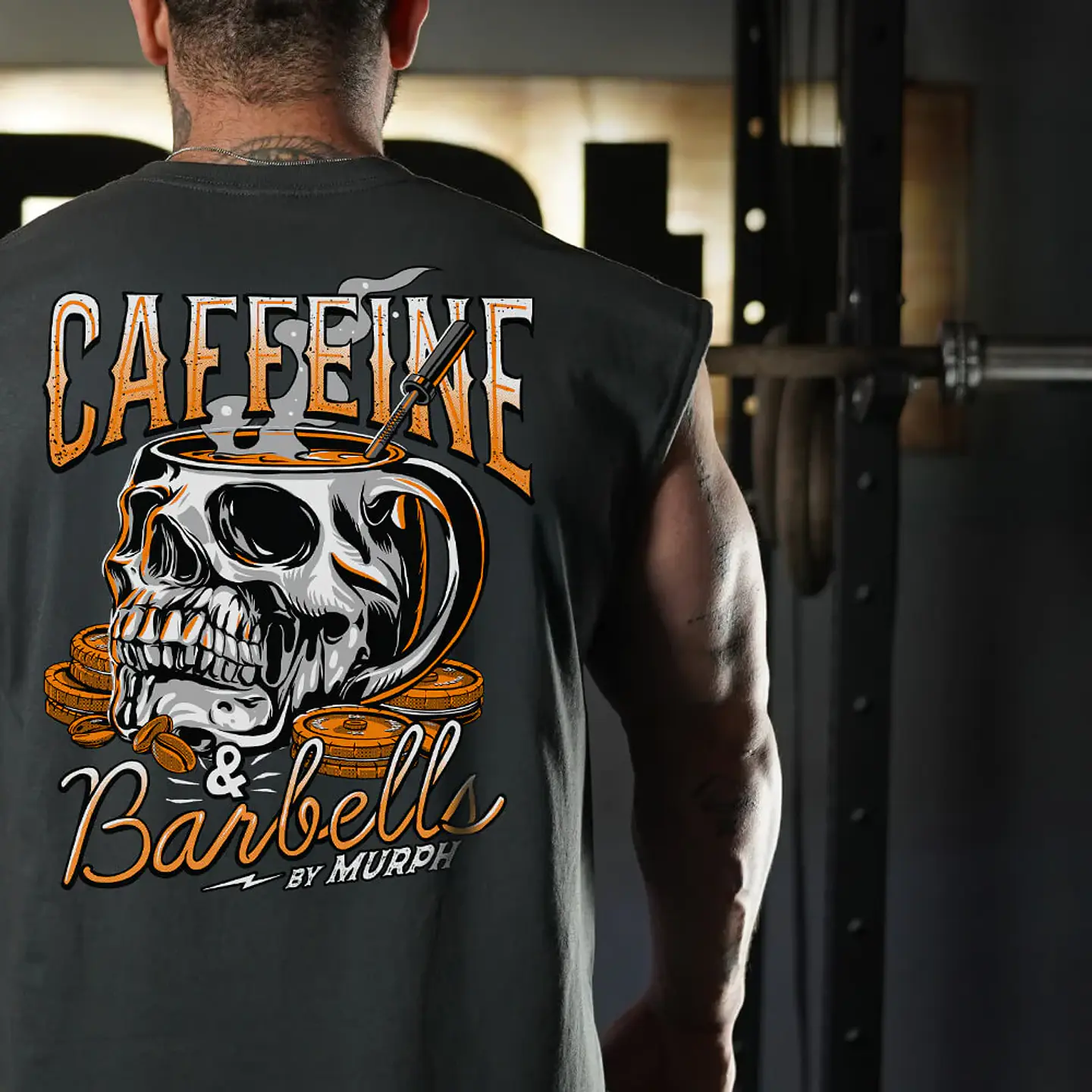 Musculosa  Oversize Sleeveless Caffeine & Barbells - Gris Charcoal 3
