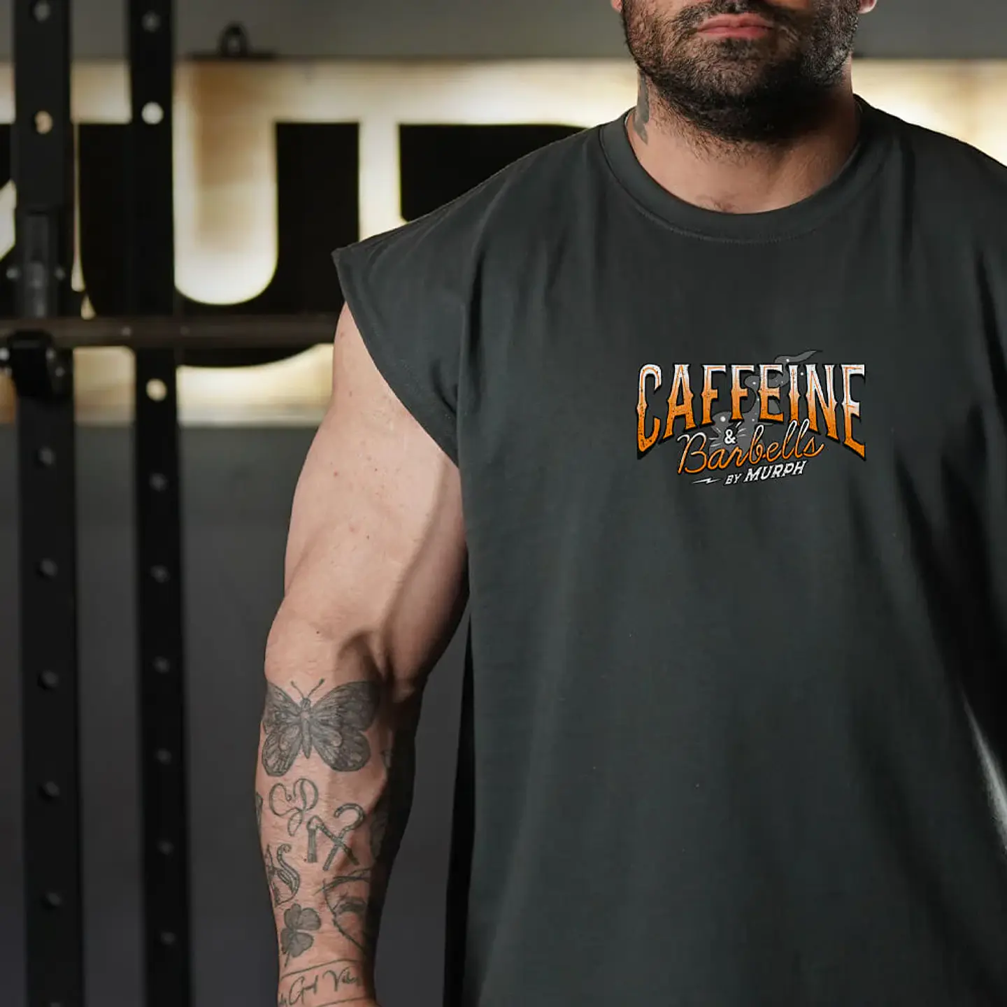 Musculosa  Oversize Sleeveless Caffeine & Barbells - Gris Charcoal 4