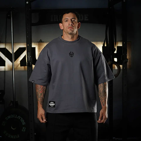 Remera Oversize Apex Skull Logo (ULTRA HEAVY WEIGHT) Premium - Steel Gray