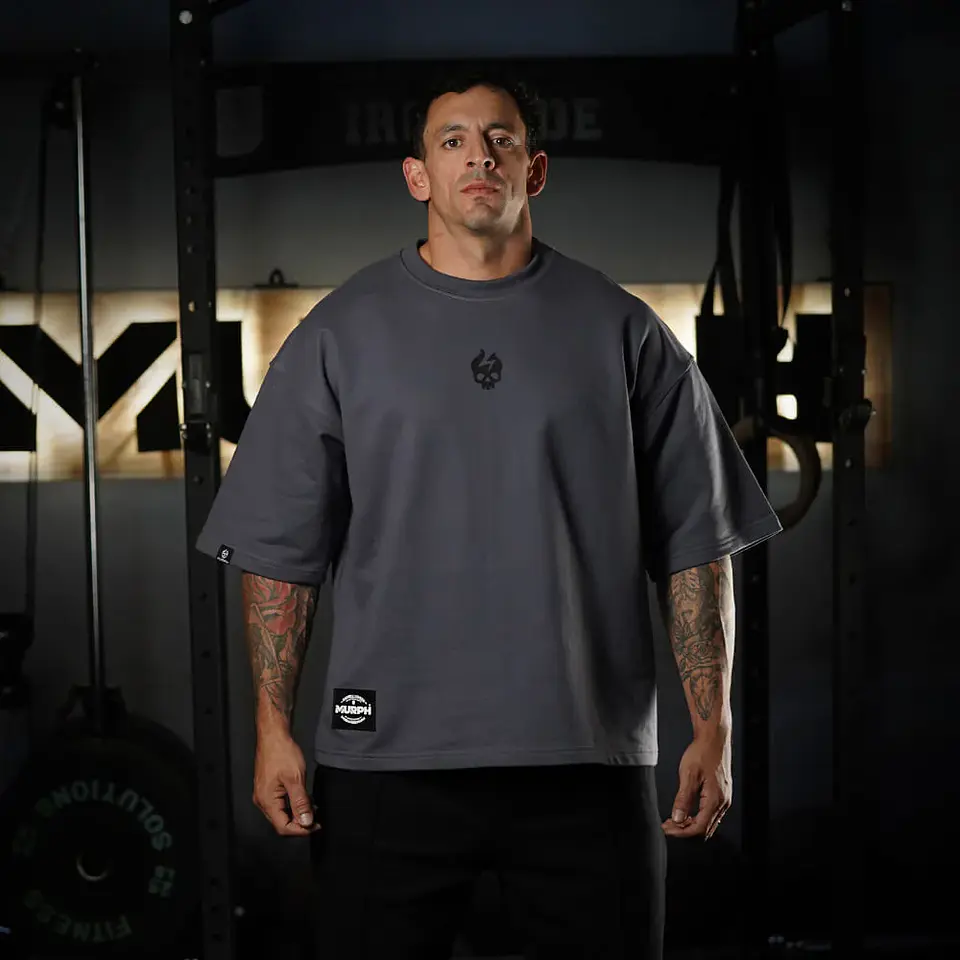 Remera Oversize Apex Skull Logo (ULTRA HEAVY WEIGHT) Premium - Steel Gray 1