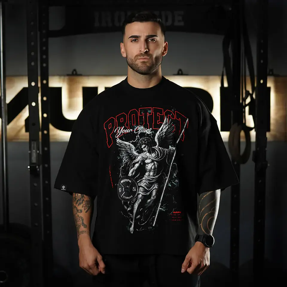 Remera Oversize ICON Premium PROTECT YOUR GAINS - Negro 1