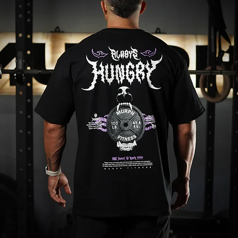 Remera Oversize Always Hungry - Negro