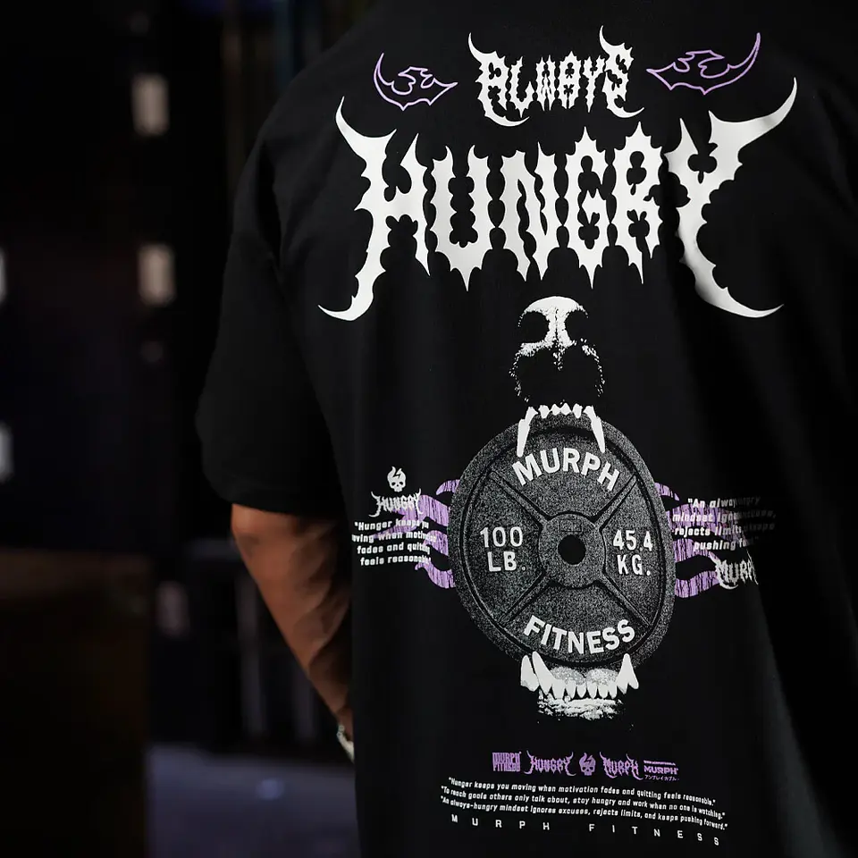 Remera Oversize Always Hungry - Negro 3