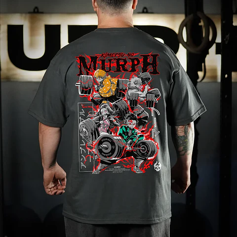 Remera Oversize KIMETSU NO MURPH - Gris Charcoal
