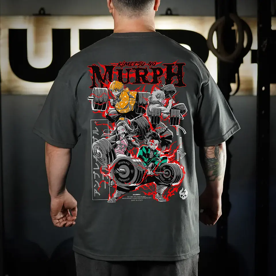 Remera Oversize KIMETSU NO MURPH - Gris Charcoal 1