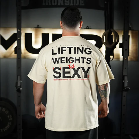Remera Oversize Lifting Weights Is SEXY - Sweet Cream