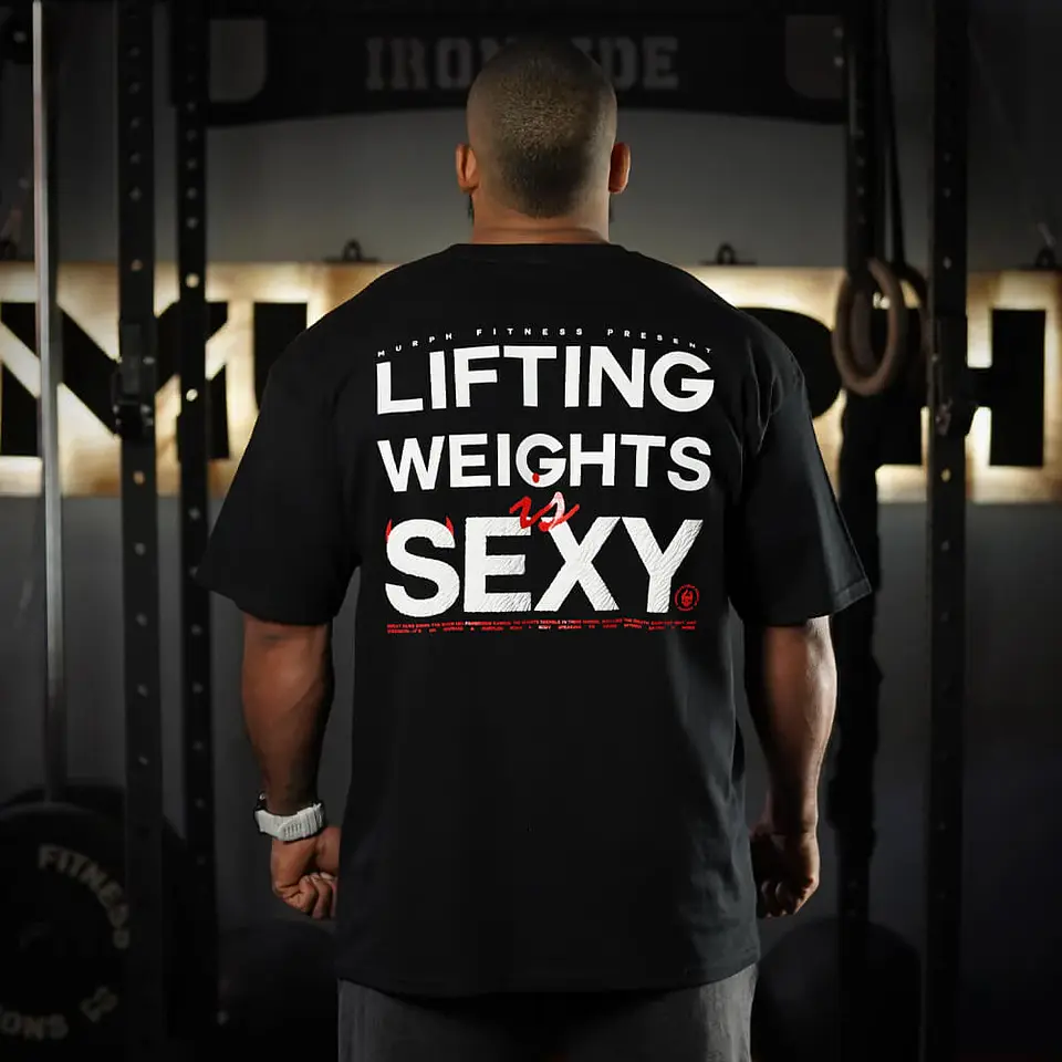 Remera Oversize Lifting Weights Is SEXY - Negro 1