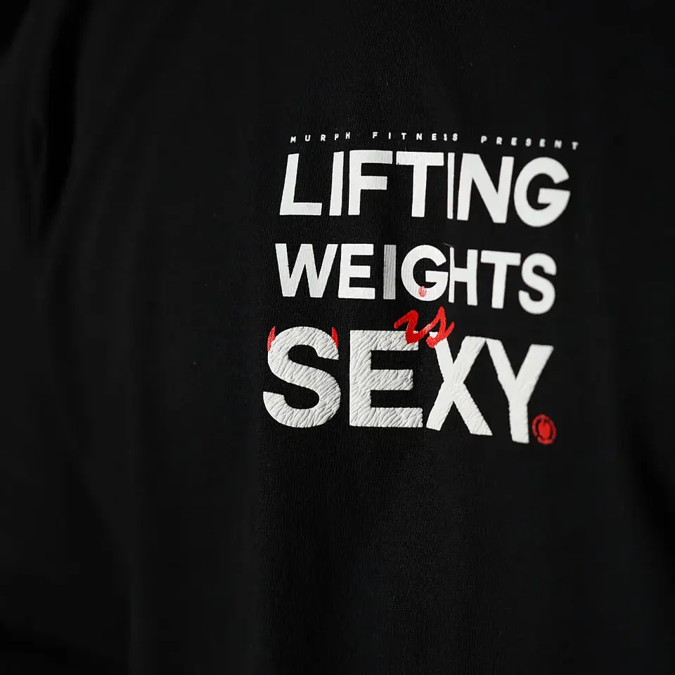 Remera Oversize Lifting Weights Is SEXY - Negro 5