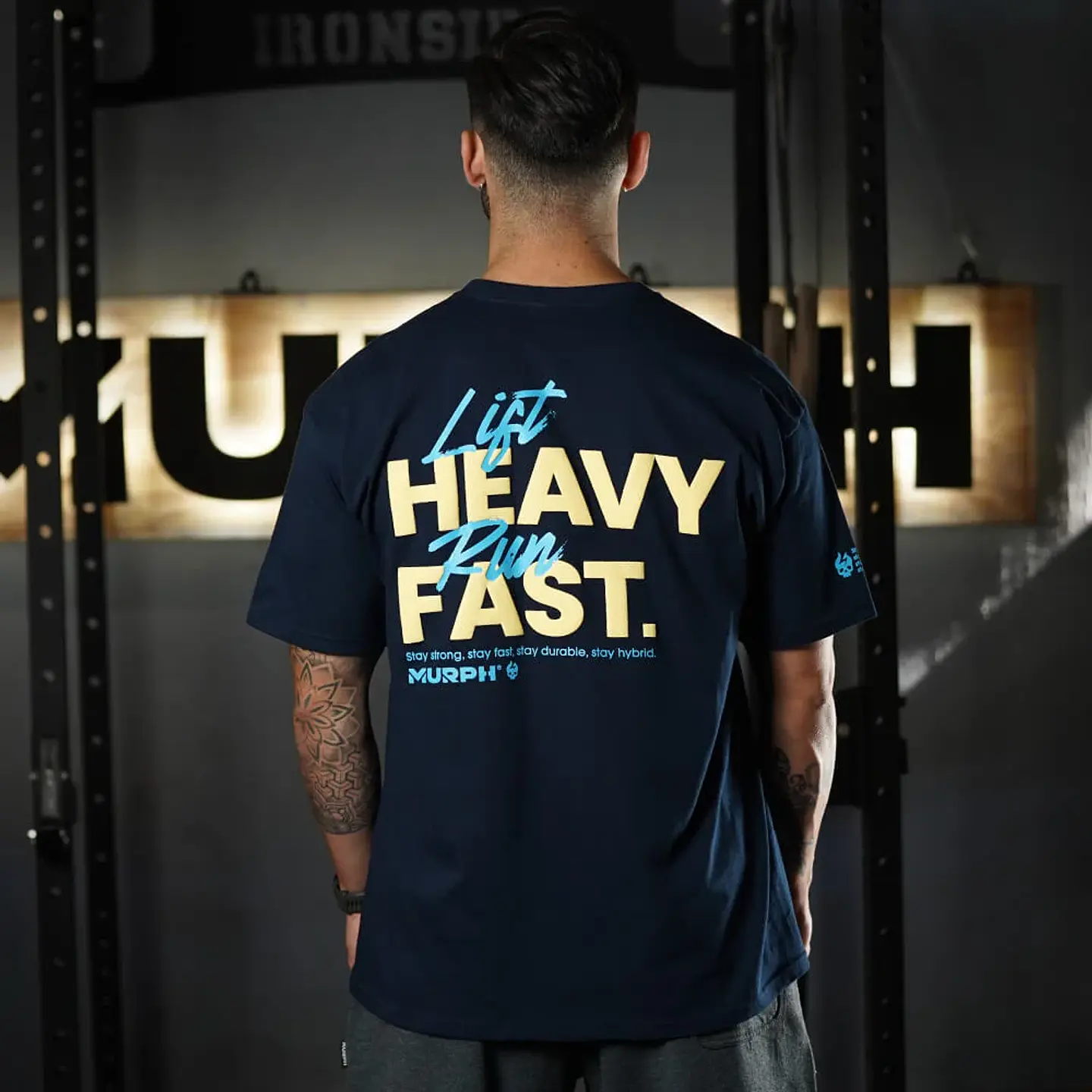 Remera Oversize LIFT HEAVY & RUN FAST - Navy Blue 1
