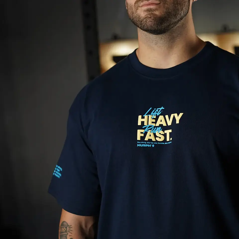 Remera Oversize LIFT HEAVY & RUN FAST - Navy Blue 6