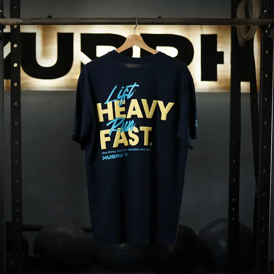 Remera Oversize LIFT HEAVY & RUN FAST - Navy Blue 7