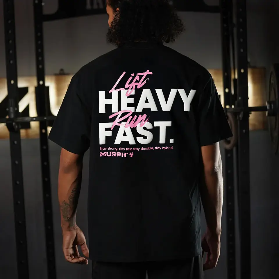 Remera Oversize LIFT HEAVY & RUN FAST - Negro 1