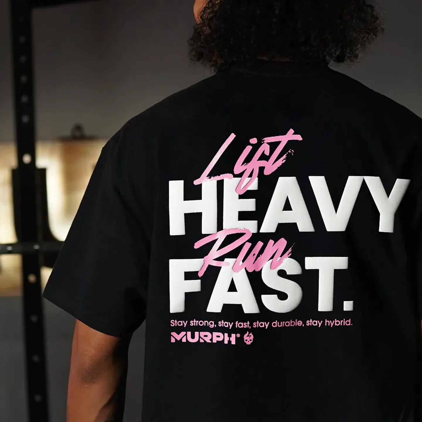 Remera Oversize LIFT HEAVY & RUN FAST - Negro 3