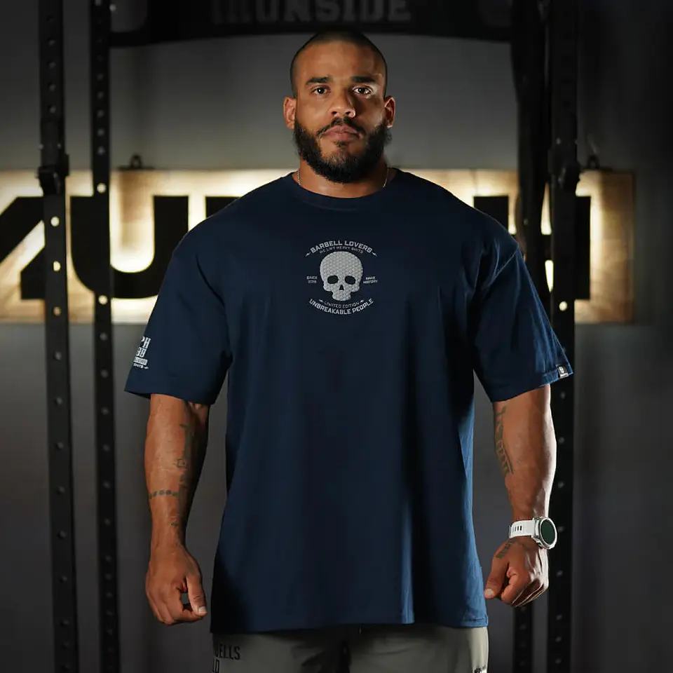 Remera Oversize Barbell Texture - Navy Blue 1