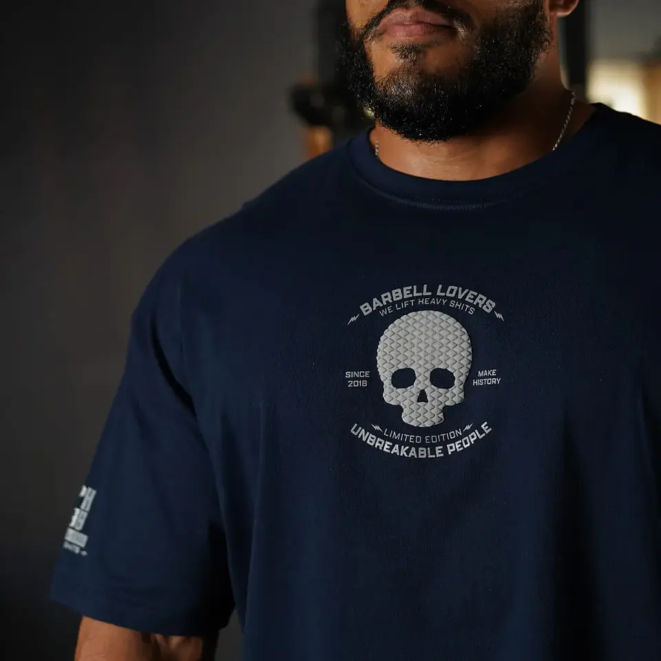 Remera Oversize Barbell Texture - Navy Blue 5