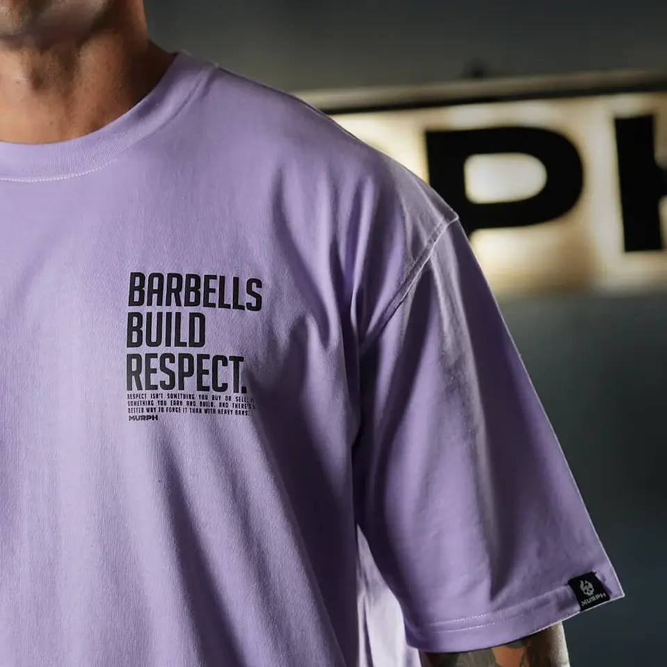 Remera Oversize Premium Barbells Build Respect - Lilac 4