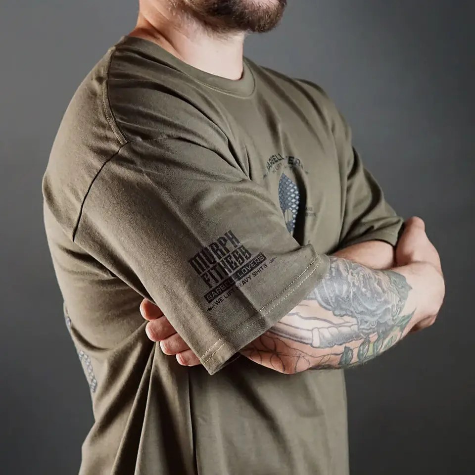Remera Oversize Barbell Texture - Verde Táctico 4