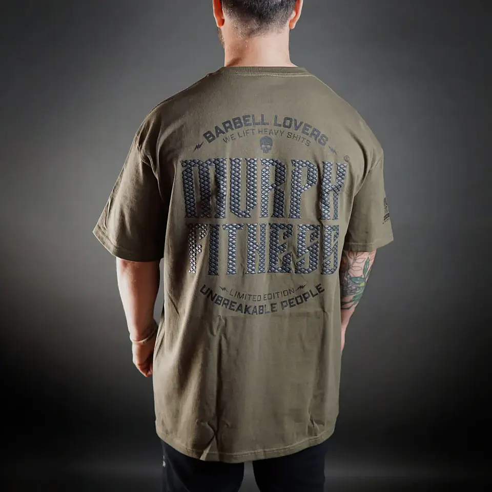 Remera Oversize Barbell Texture - Verde Táctico 5