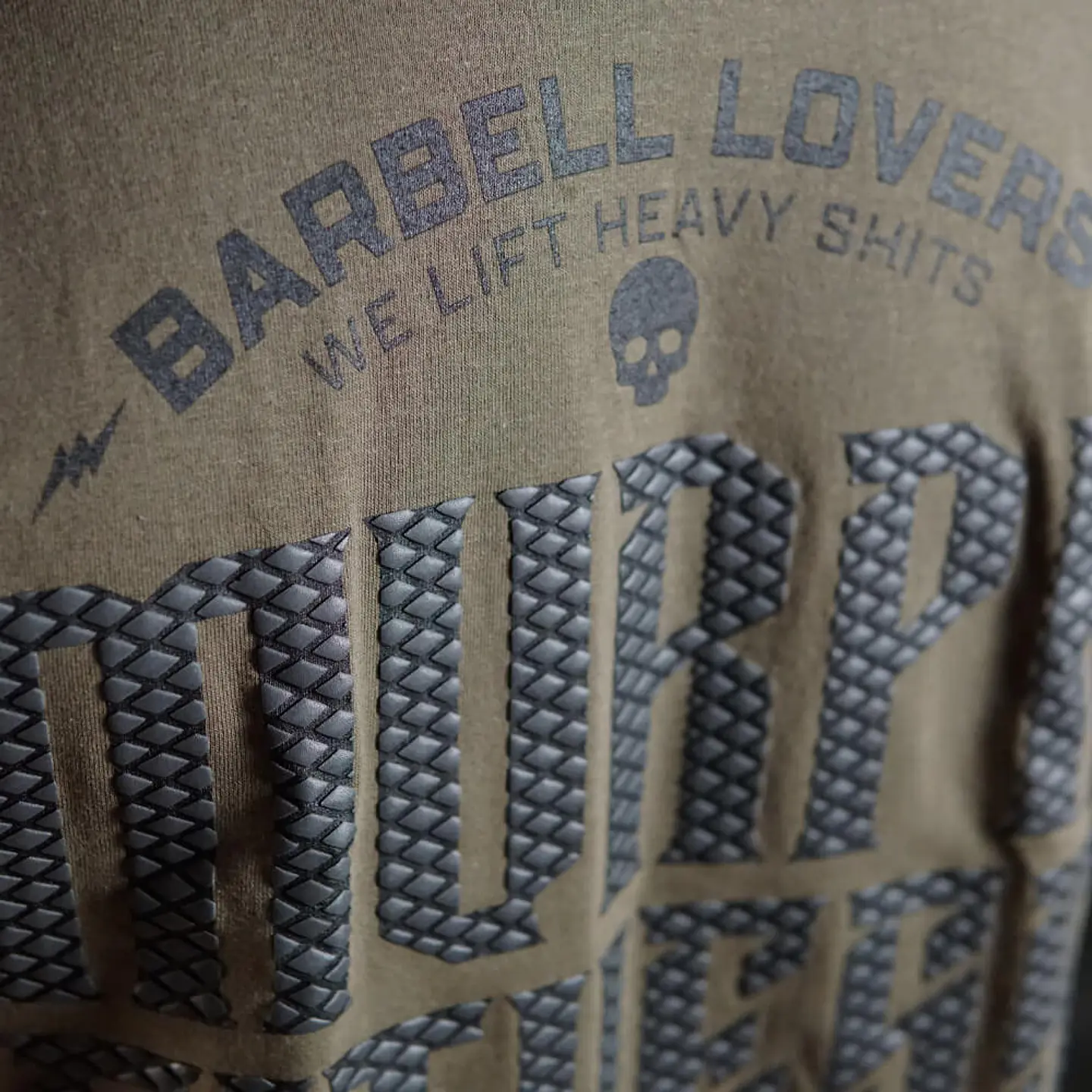 Remera Oversize Barbell Texture - Verde Táctico 6