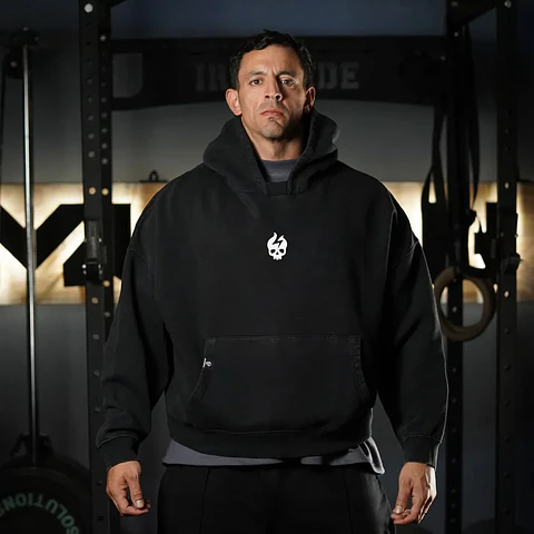 Buzo Premium Boxy Fit Hoddie ONIX Skull Logo - Acid Black