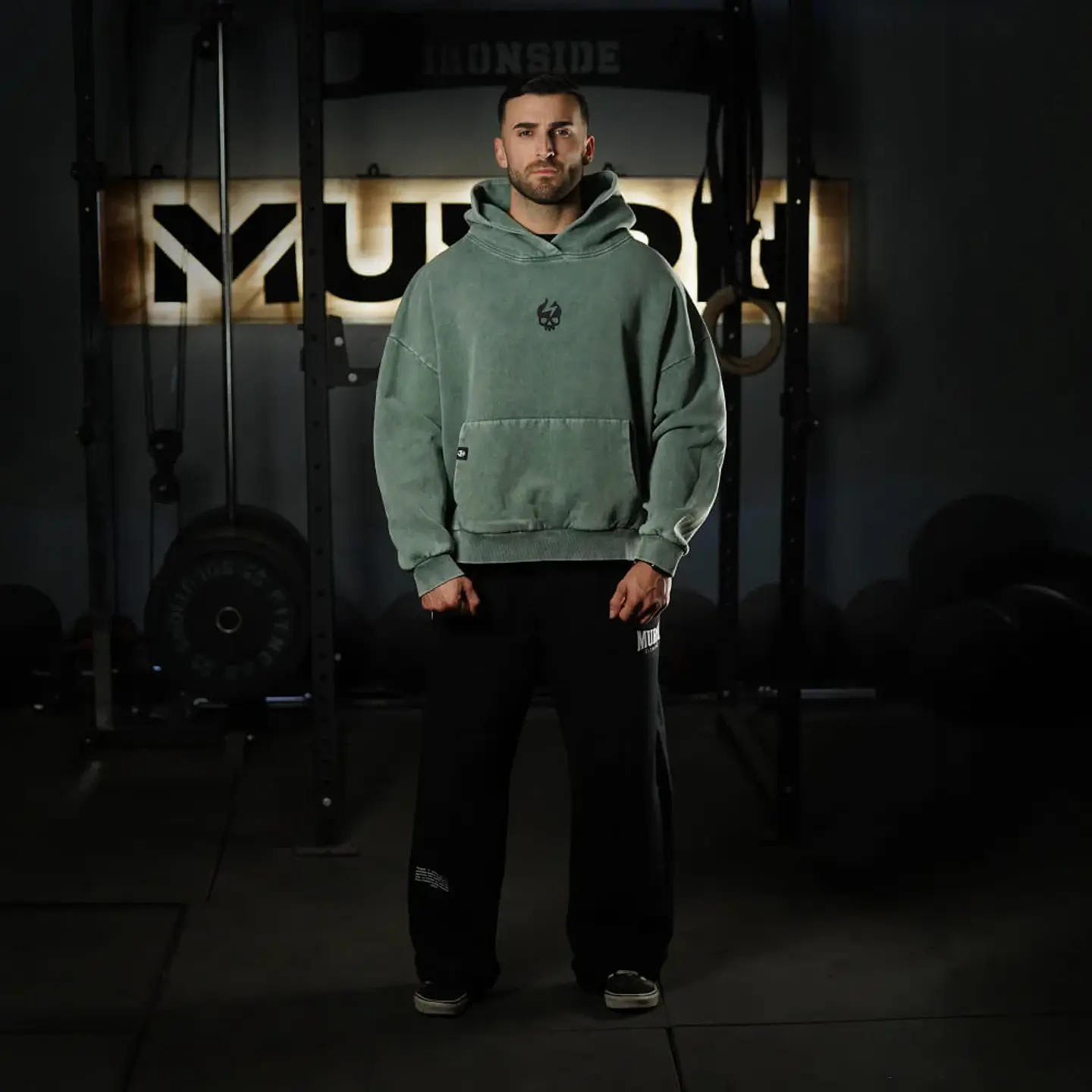 Buzo Premium Boxy Fit Hoddie ONIX Skull logo - Acid Green 3