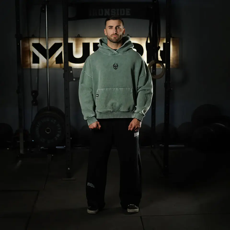 Buzo Premium Boxy Fit Hoddie ONIX Skull logo - Acid Green 3