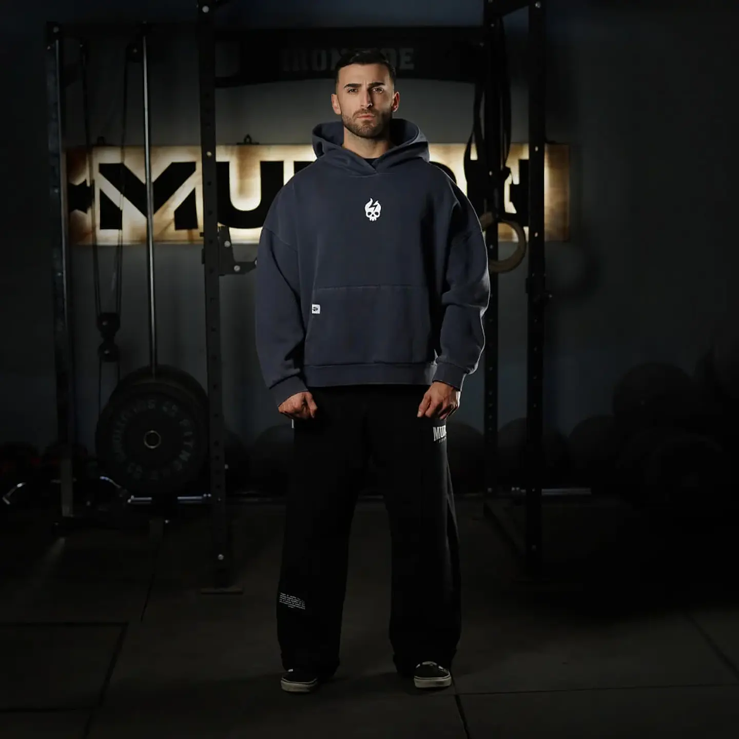 Buzo Premium Boxy Fit Hoddie ONIX Skull logo - Acid Blue 6
