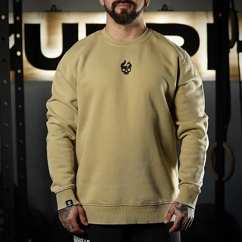 buzo Oversize Long Crewneck Skull Logo - Acid Cream