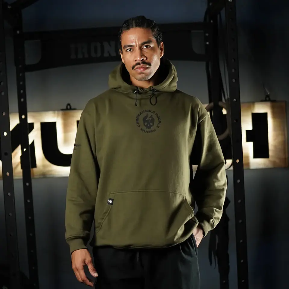Buzo Premium Oversize Hoddie Skull Logo - Tactical Green 1