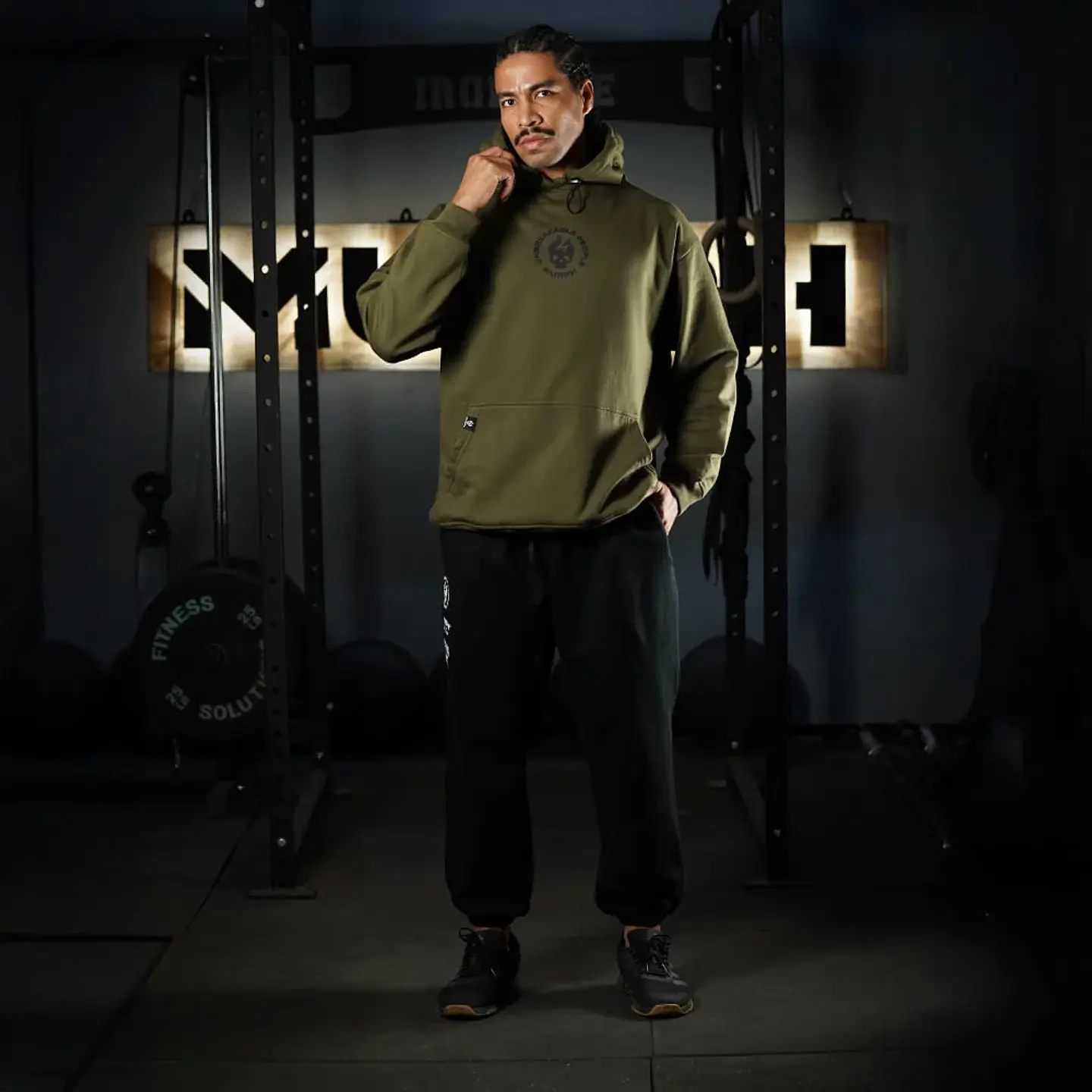 Buzo Premium Oversize Hoddie Skull Logo - Tactical Green 2