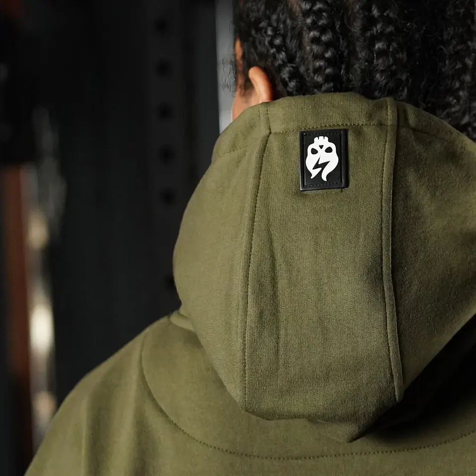 Buzo Premium Oversize Hoddie Skull Logo - Tactical Green 4