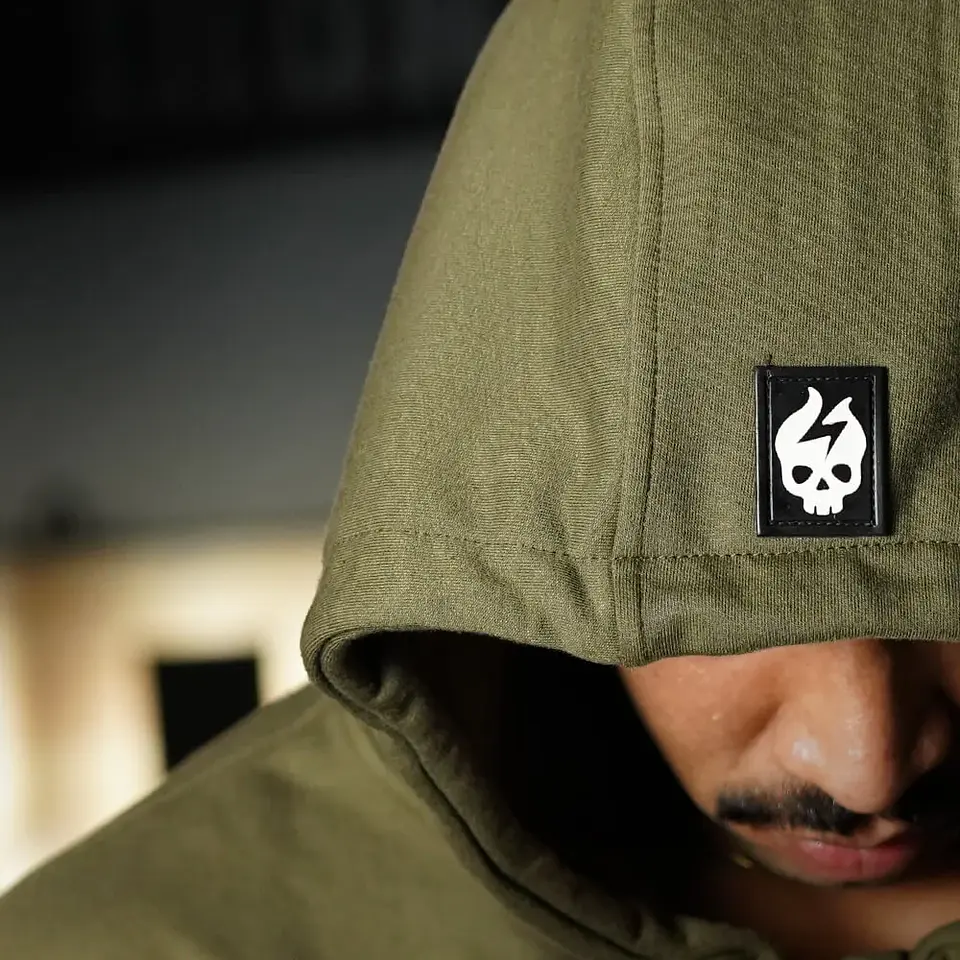 Buzo Premium Oversize Hoddie Skull Logo - Tactical Green 10
