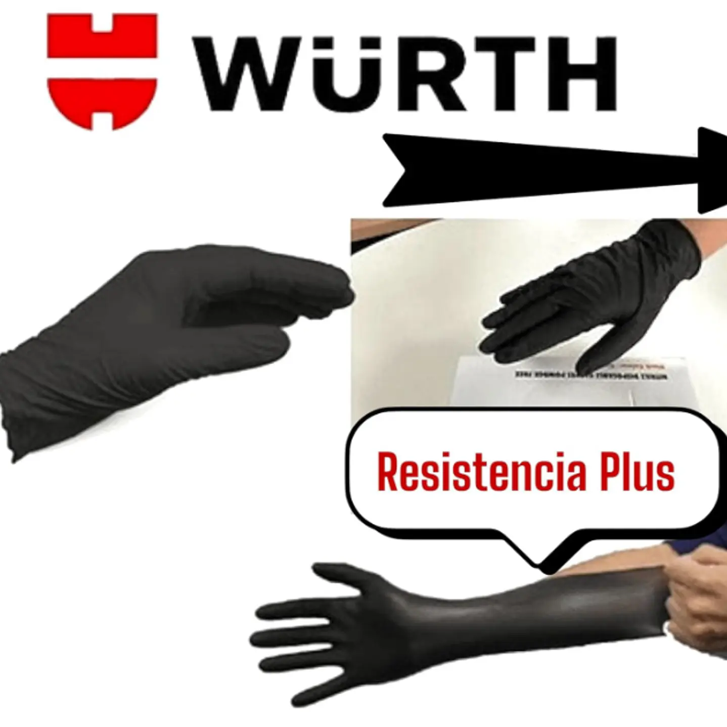 Guantes de nitrito desechables, desinfectados sin polvo, para uso profesional, ultrarresistentesWURTH 4