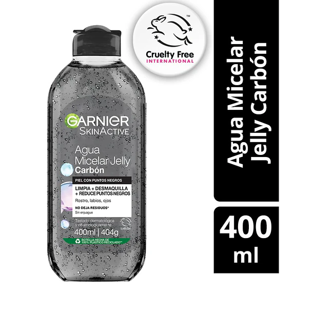 Agua Micelar Garnier Skinactive Jelly Purificante con Carbón todo en 1 400 ml  1