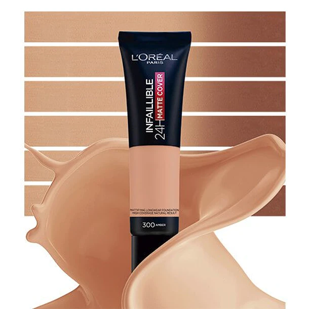 Base de Maquillaje L'Oreal Paris Infaillible 24 H Matte Cover Tono 300 Amber 3
