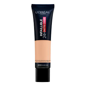 Base de Maquillaje L'Oreal Paris Infaillible 24 H Matte Cover Tono 200 Golden Sand 