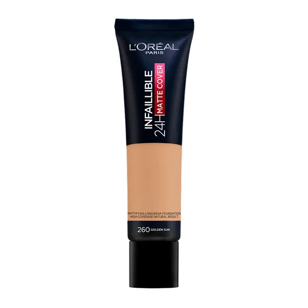 Base de Maquillaje L'Oreal Paris Infaillible 24 H Matte Cover Tono 260 Soleil Doré Golden Sun 1