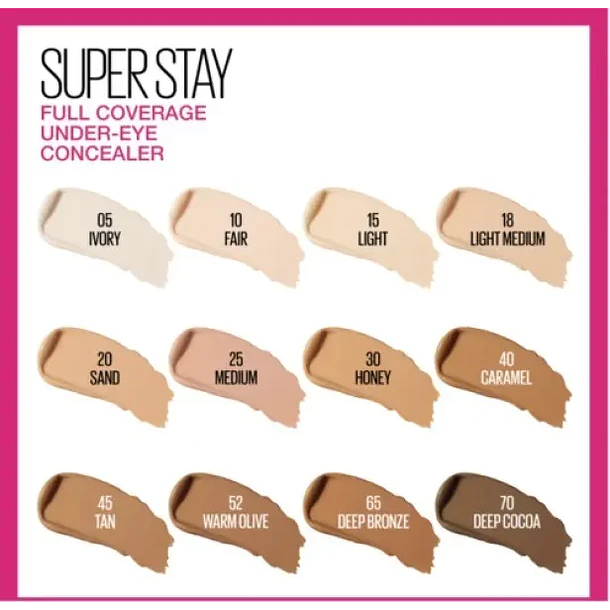 Corrector de Ojeras Maybelline Super Stay Full Coverage Tono 30 Honey 4