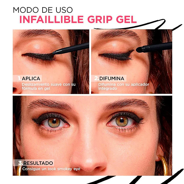 Delineador de Ojos Loreal Infallible Gel Automatic Eyeliner 36 H N° Tono 001 Intense Black 3