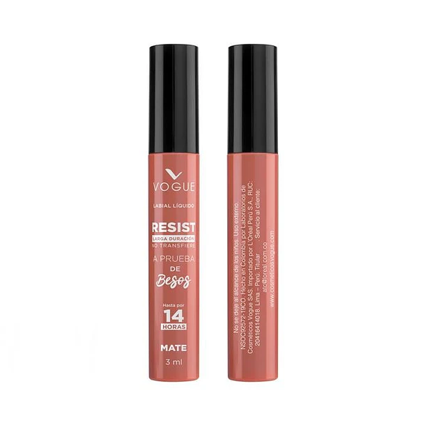 Labial Liquido Vogue Resist A Prueba de Besos 14 Hrs Tono Elegante  1