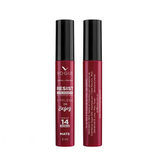 Labial Liquido Vogue Resist a Prueba de Besos 14 Hrs Tono Apasionada  1